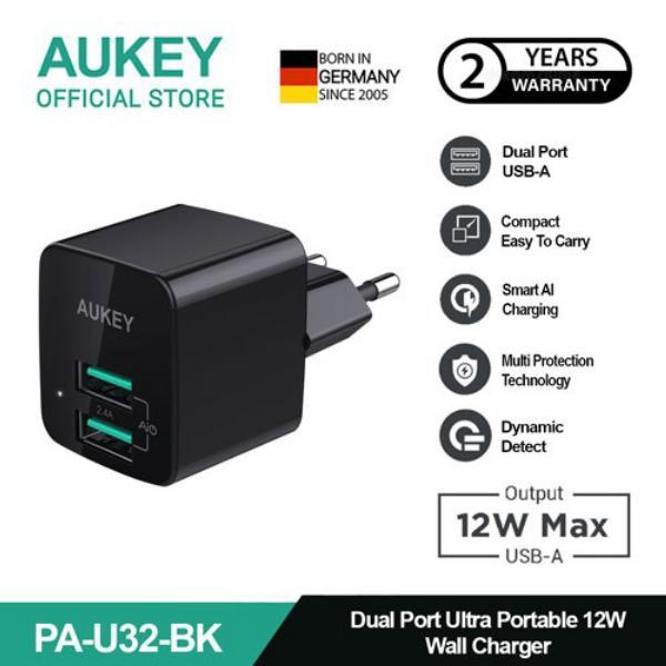 AUKEY หัวชาร์จ USB Dual Port A 12W PA-U32-BK