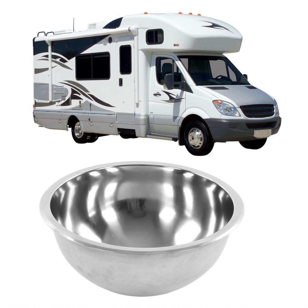 RV รอบอ่างล้างจานกันสนิม 340 มม./13.4in เส้นผ่านศูนย์กลางอ่างล้างหน้าขนาดใหญ่เดียวสำหรับมือซักผ้าต่า