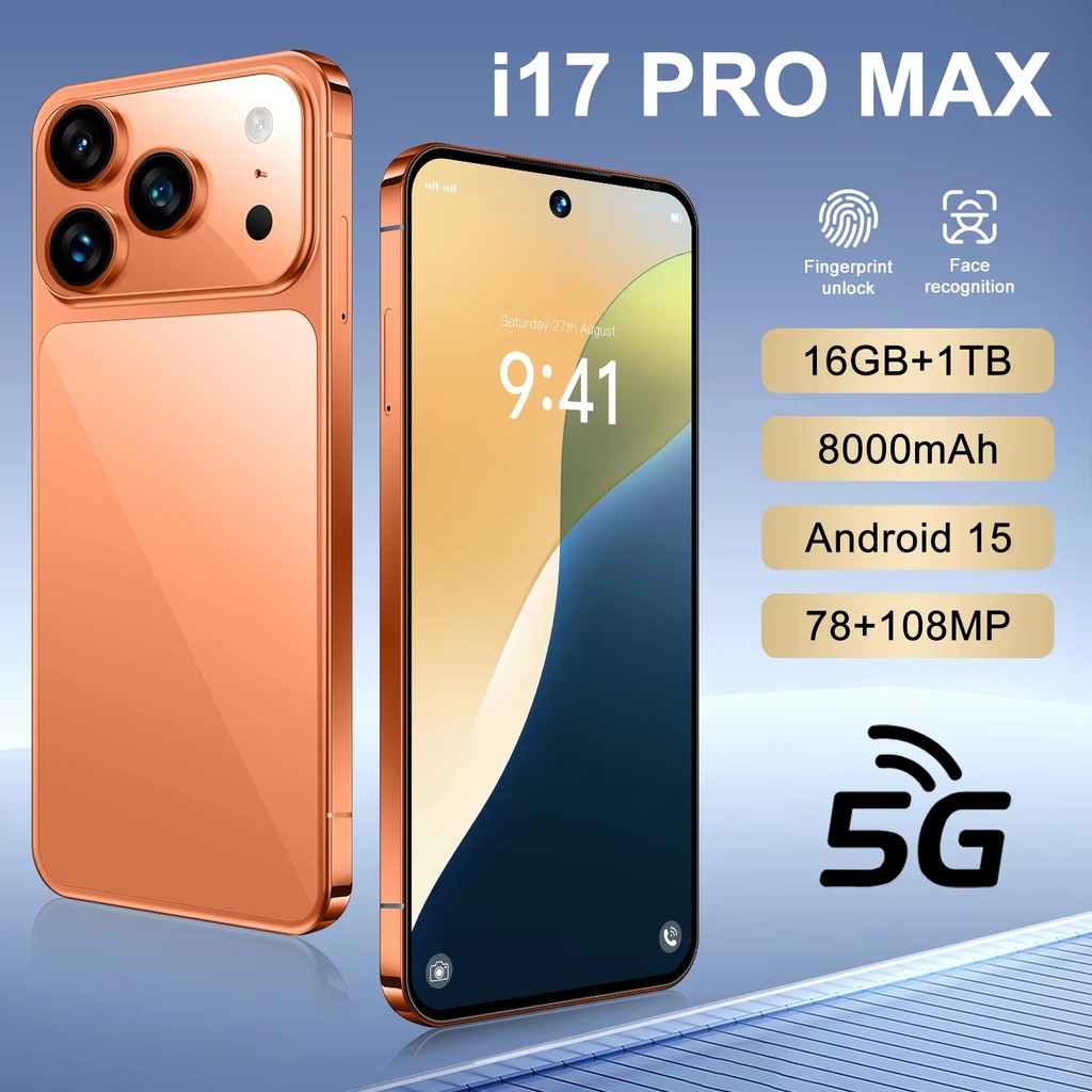 2025 ขายร้อน i17 Pro Max 7.3 นิ้ว 5G สมาร์ทโฟนการ์ดคู่ 8000mAh 16GB+1TB