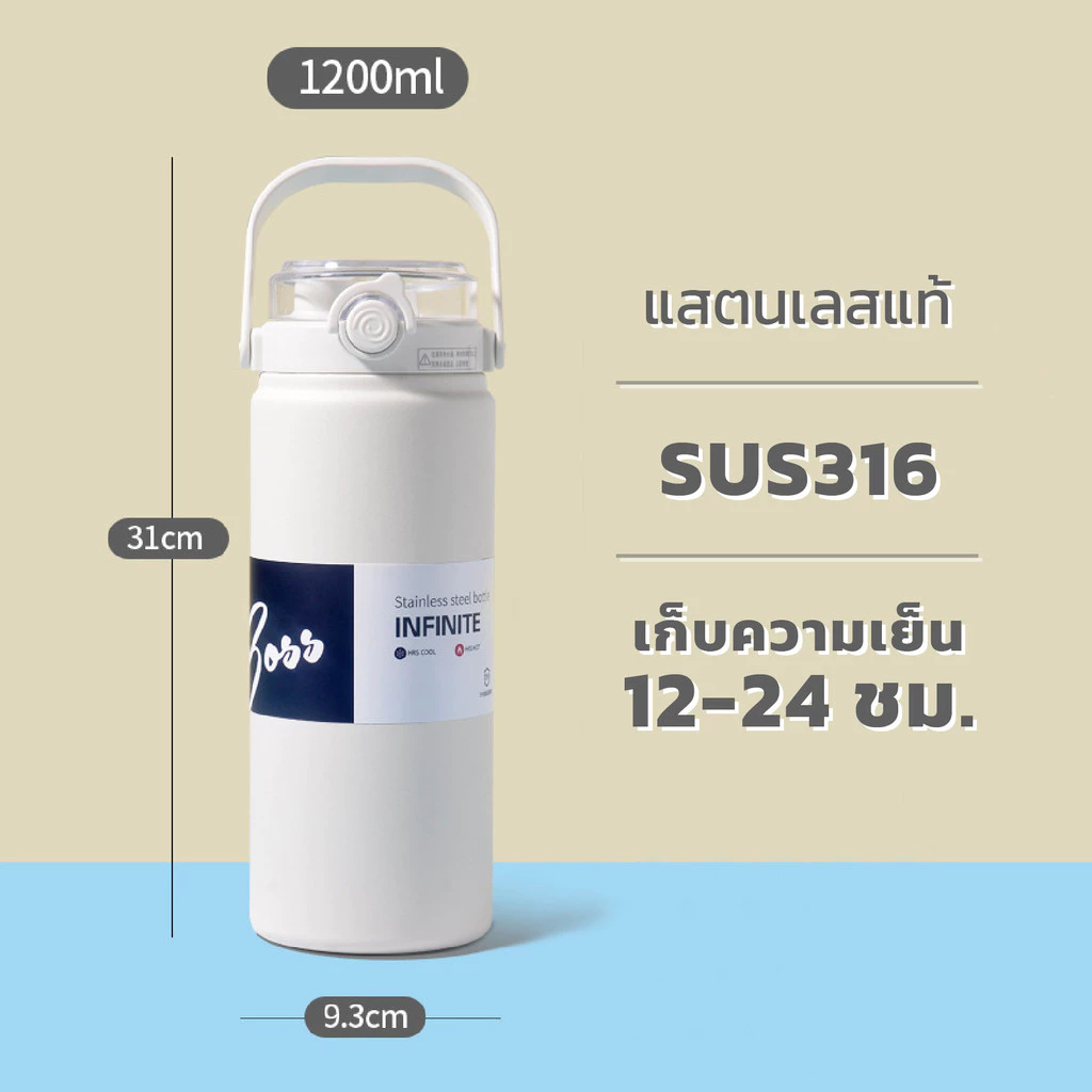 แก้วเก็บความเย็น1200ml สแตนเลส316 แก้สน้ำสแตนเลส แก้วน้ำ แก้วเก็บอุณหภูมิ แก้วเยติ ฝา 2in1 thumbnail 4