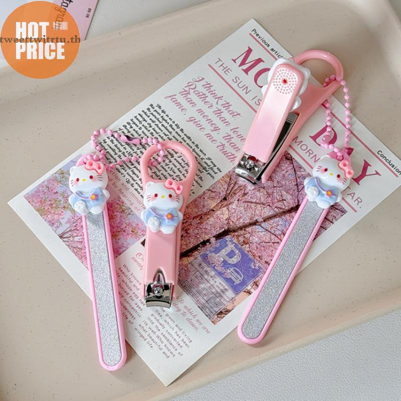 TRTU Sanrio น่ารัก Hello Kitty กรรไกรตัดเล็บกลางแจ้งบ้านสะดวกเล็บ Clipper นักเรียนสํานักงานสาวหัวใจเล็บ Clipper Kawaii TH