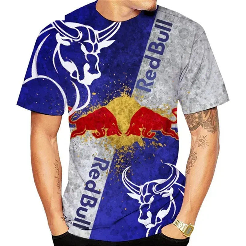 ใหม่ Red Bull Racing เสื้อยืดผู้ชายกีฬา T-shirt Red Bull 3D พิมพ์แขนสั้น Casual เสื้อยืดขนาดใหญ่ Red