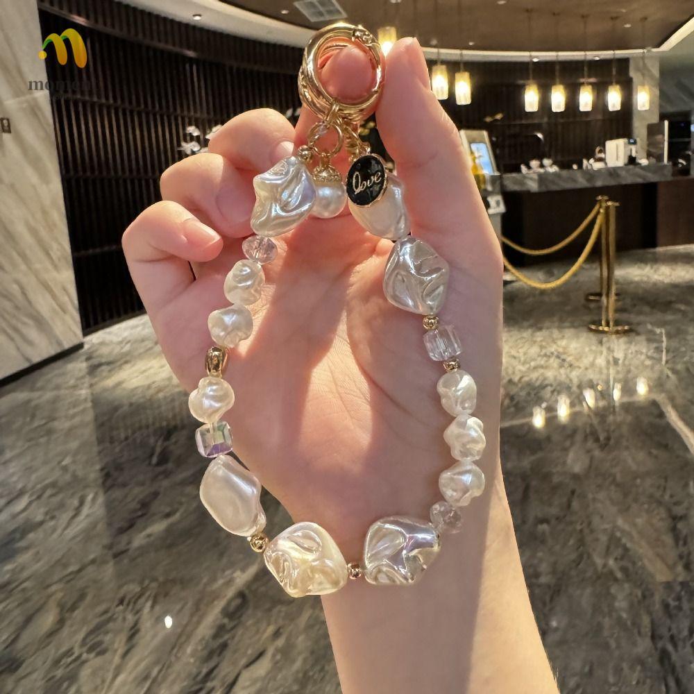 MOMENT Phone Lanyard, Fashion Sweet Phone Chain, Peal Cute Anti-lost Beaded Pendant Lanyard