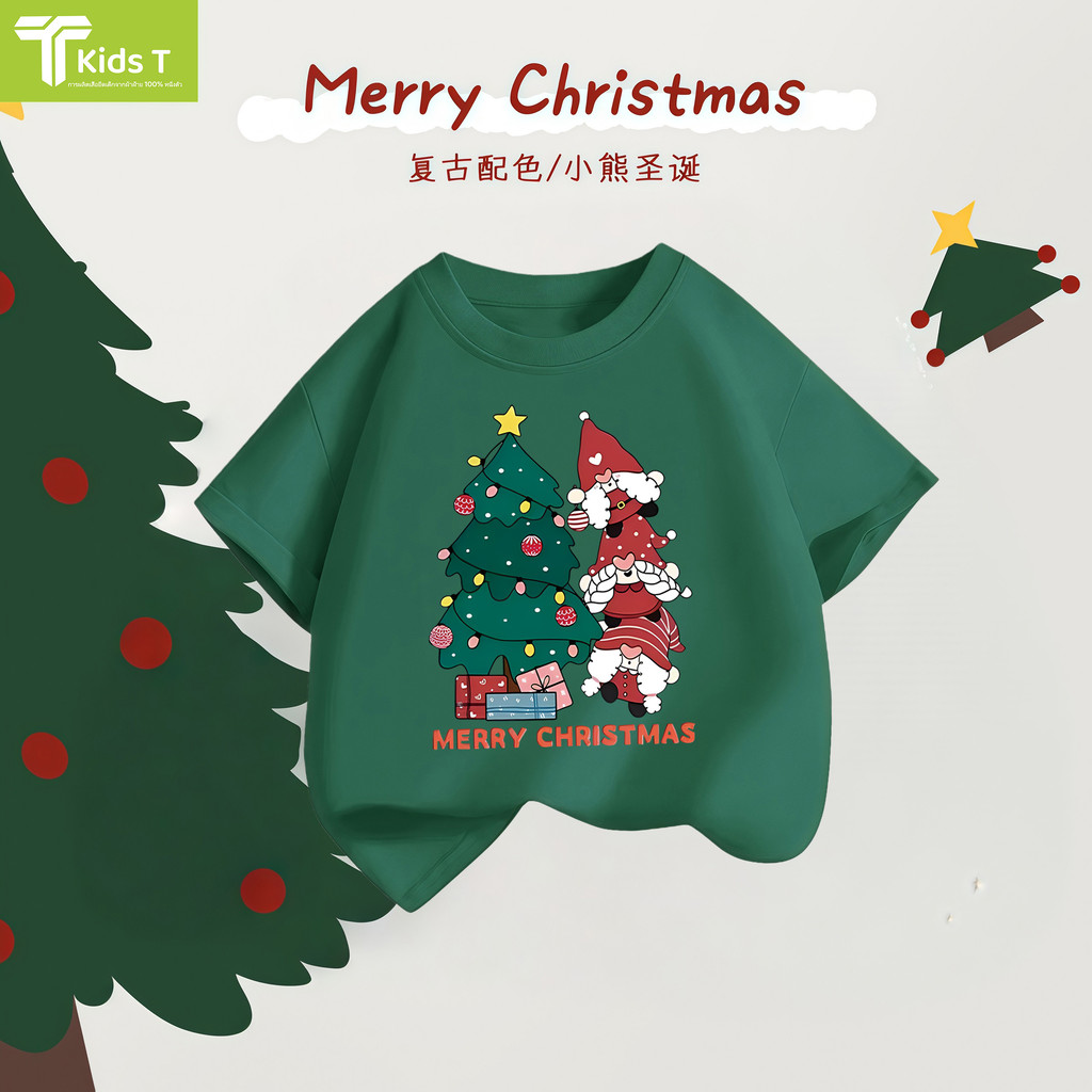 เกาหลี christmas เสื้อเด็ก ผลิตจากผ้าฝ้าย 100% พิมพ์ลาย คริสต์มาส เหมาะ เด็กผู้ชาย และ เด็กผู้หญิง #71