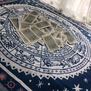 ไพ่ทาโรต์ constellation ผ้าปูโต๊ะสองด้าน สีฟ้าและสีขาว