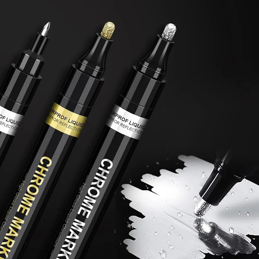 3/1pcs Chrome Mirror Marker ปากกาเงิน Diy Chrome ปากกาโลหะกันน้ํา Gold Paint Marker Craftwork ปากกา 