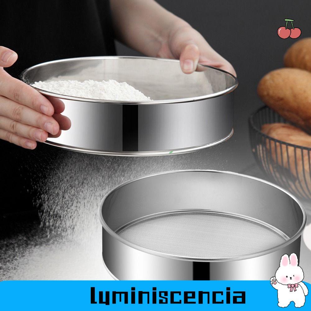 LUMINESCIA ตะแกรงแป้ง, ตะแกรงแป้งตาข่ายสีเงินกลม, ครัวเรือน 15/20/25/30 ซม. สแตนเลส Ultra-fine 60 ตา