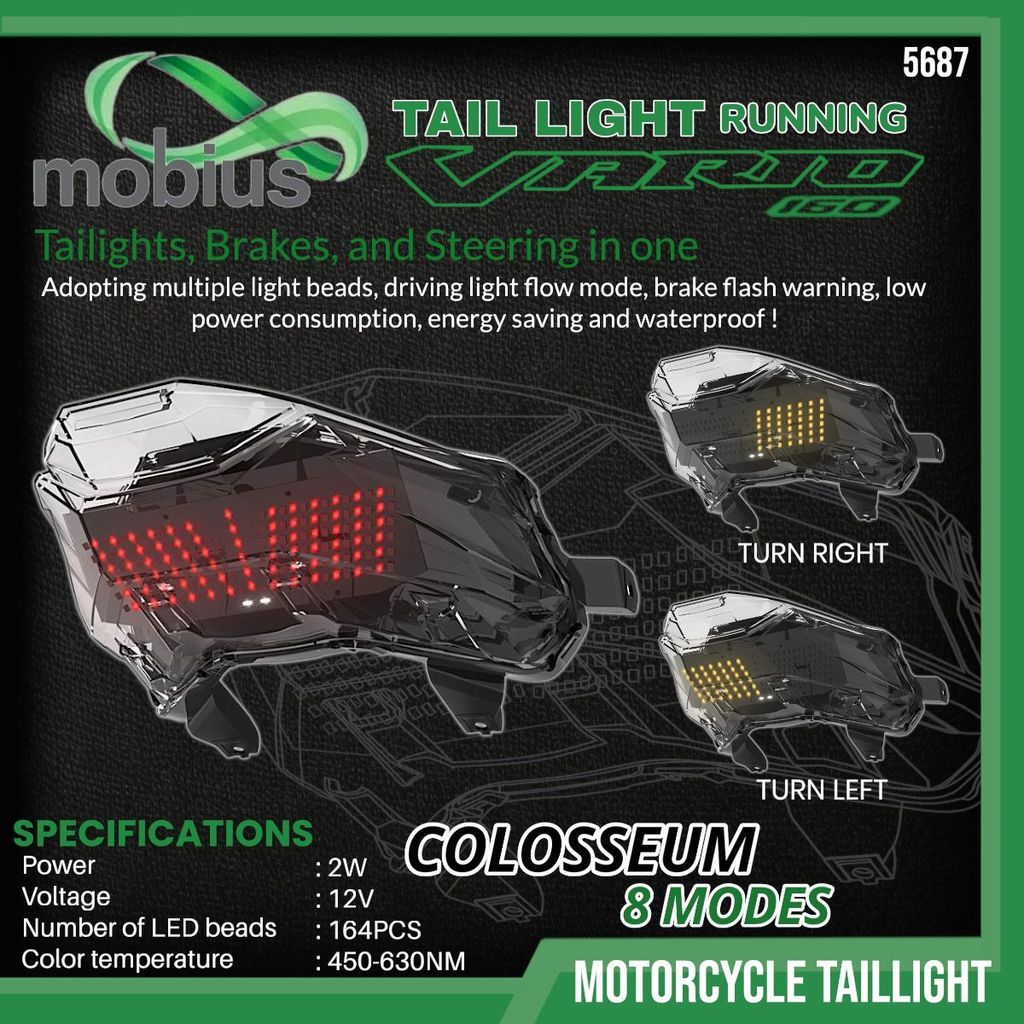 Mobius Stoplamp Vario 160 MOBIUS 5687 รุ่น Colosseum Running 3 In 1