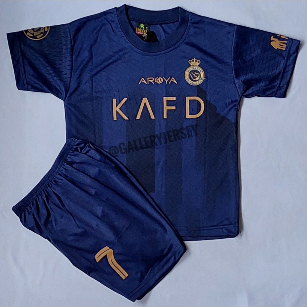 AL NASSR RONALDO AWAY KIDS JERSEY SET AL NASSR RONALDO AWAY KIDS ชุดเสื้อฟุตบอล