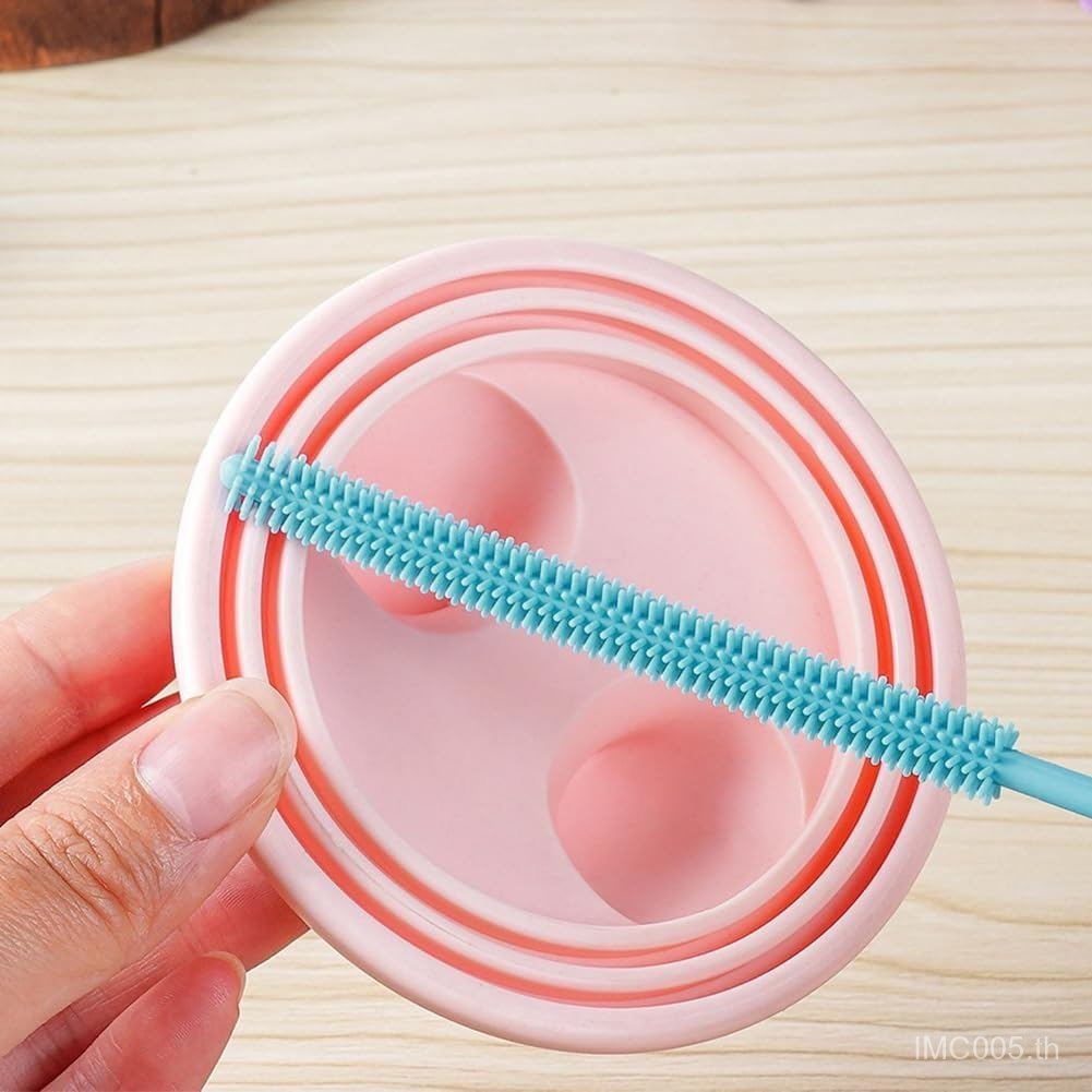 3ชิ้นซิลิโคนฟางทําความสะอาดชุดแปรง,ยาวพิเศษนํามาใช้ใหม่ งอได้ แปรงฟางสําหรับสแตนลีย์ ถ้วย,โลหะแก้วหลอด,เดินทางที่เป็นมิตรท่อทําความสะอาดด้วยตะขอแขวน3มม+6มม+9มม - รูปที่ 3