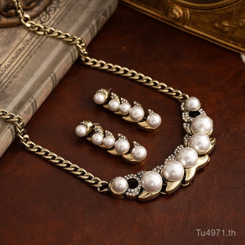 สร้อยคอมุกรีโทรสไตล์หรูหราสำหรับฤดูร้อน แบบไม่เหมือนใคร HL7C