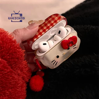 เคสหูฟัง Case เคสซิริโคน เคสหูฟังไร้สาย เคสหูฟังลายสก็อตสีแดง เคสหูฟังบลูทูธ เหมาะสำหรับ AirPods 3