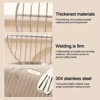 LDVG ทําอาหารหม้อ,เท้ารอบสแควร์ Air Fryer Rack,แบบพกพา 304 สแตนเลส Thicken Steam Baking Rack Home Kitchen เตาอบ Steamer Cooker