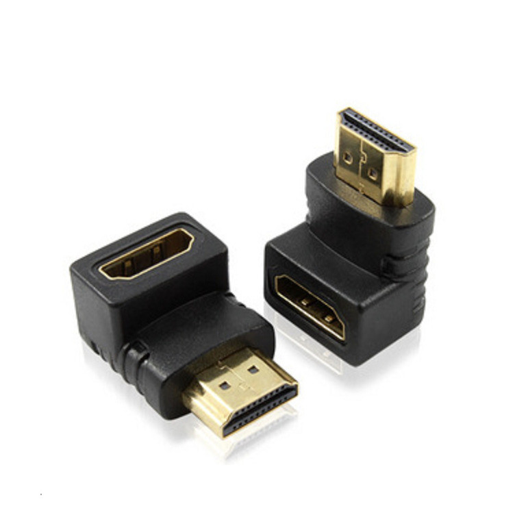 หัว HDMI HDMI ชายกับ HDMI หญิงข้อศอก 90 องศาติดผนังทีวีอะแดปเตอร์ HDMI