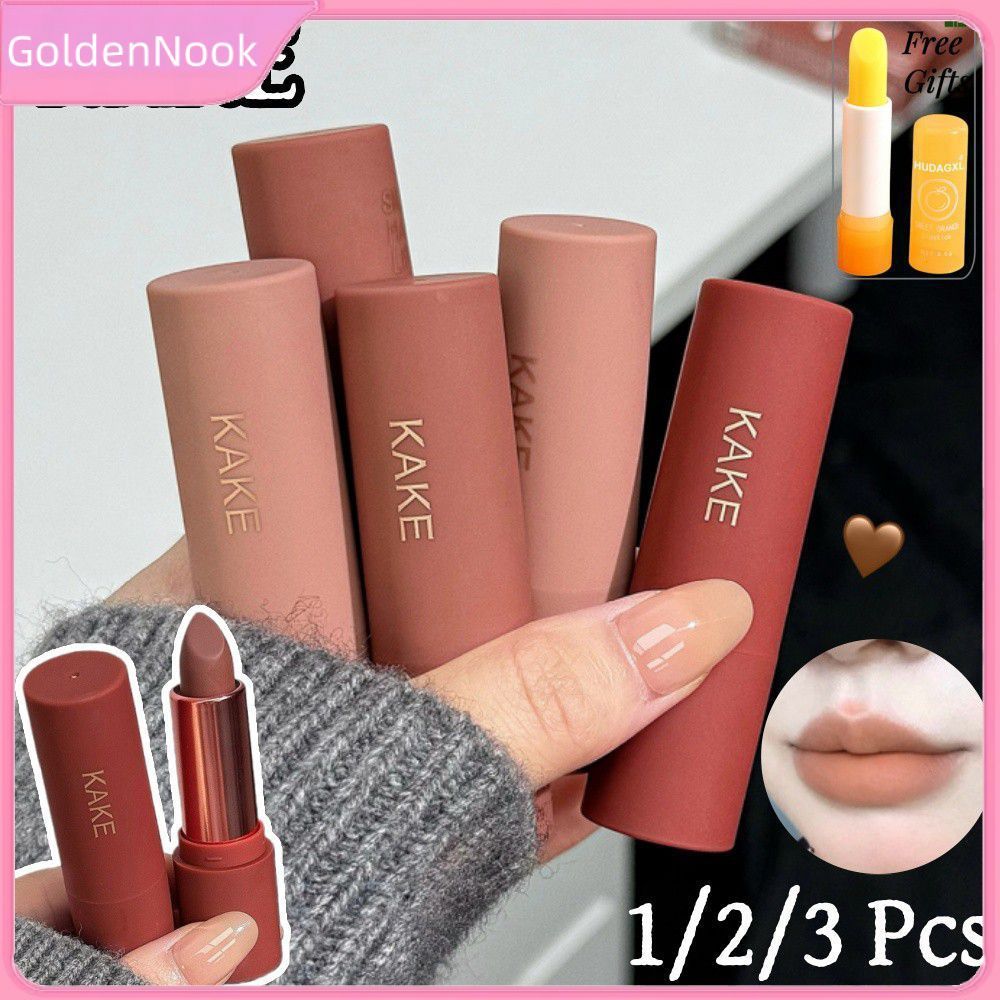 【COD】 1/2/3 ชิ้น Kake Whitening Matte Mousse Lipstick ลิปกลอสมูสกันน้ำ เครื่องสำอางกันน้ำ ไวน์ 011