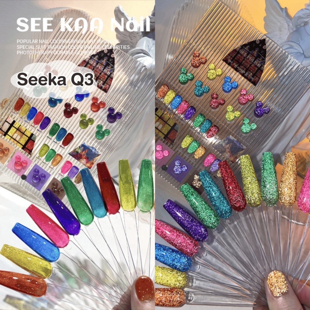 สีเจล Seeka รหัสQ03 สีเจลแฟลชไซรัป เซ็ท14สี แถมชาร์ต 15ml - NT nail