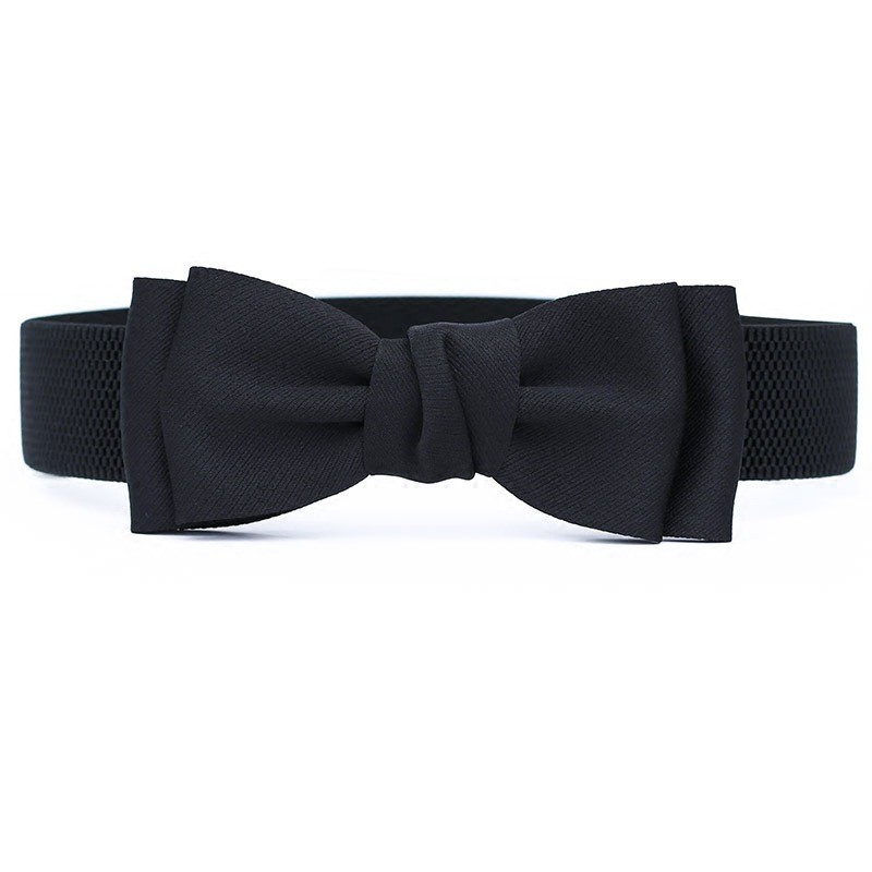 เข็มขัดผู้หญิง.Simple Elastic Bow เข็มขัดบางและยืดหยุ่น เหมาะสำหรับทุกรูปแบบ 0STI