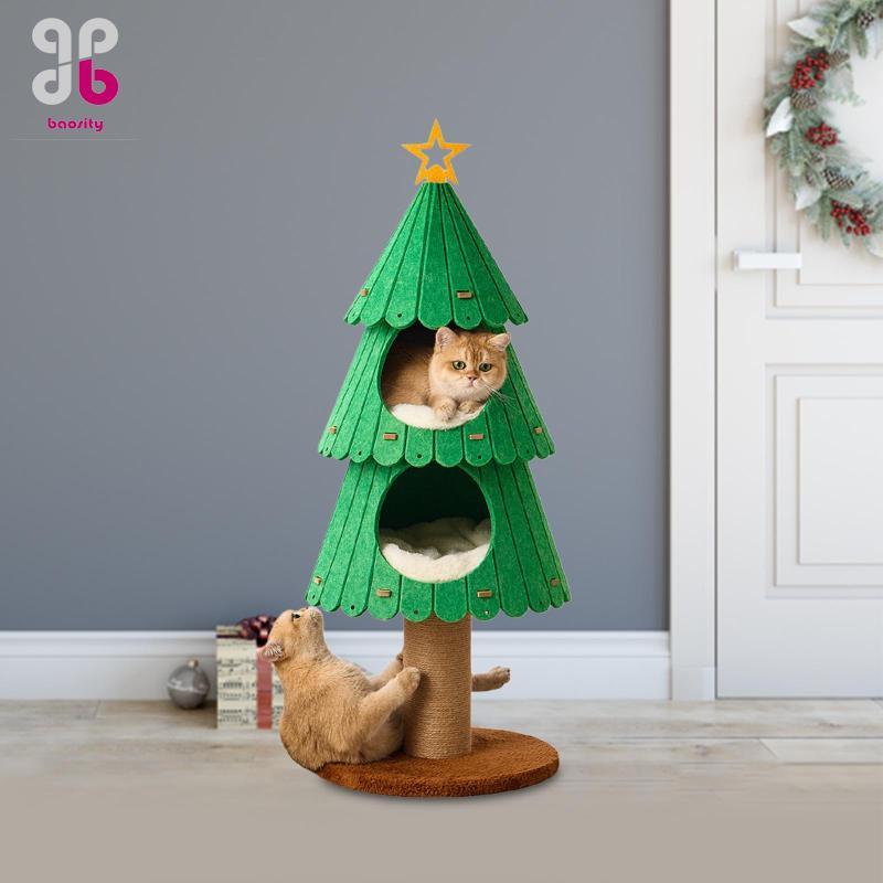 [Baosity] Modern Cat Tree Cats Beds Furniture Xmas Activity Center Play สําหรับแมวในร่ม มี Sisal 2 ค