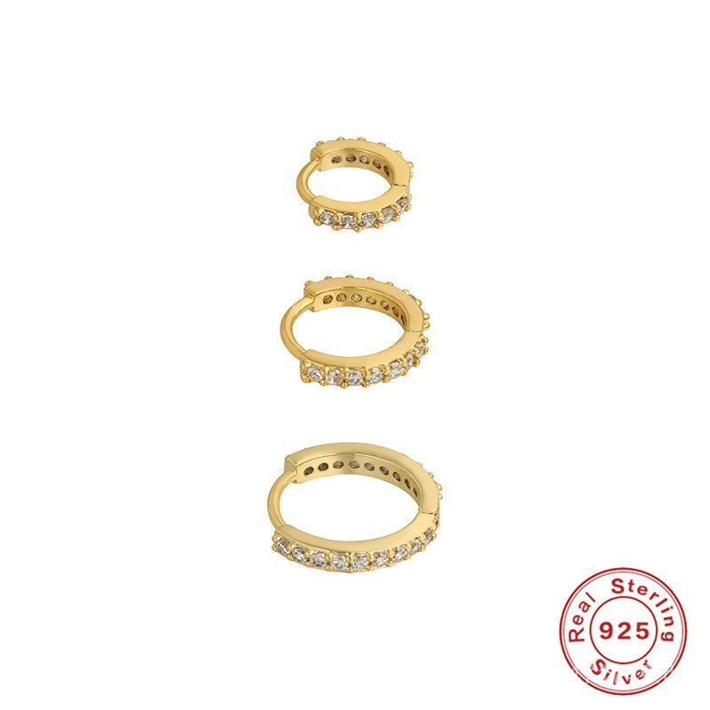 ต่างหูเพชรสเตอร์ลิงเงิน S925 แบบอินเทรนด์ พร้อมสายคล้องคอ หลากหลายไซส์ สำหรับสวมใส่อย่างใดก็ได้ JG73