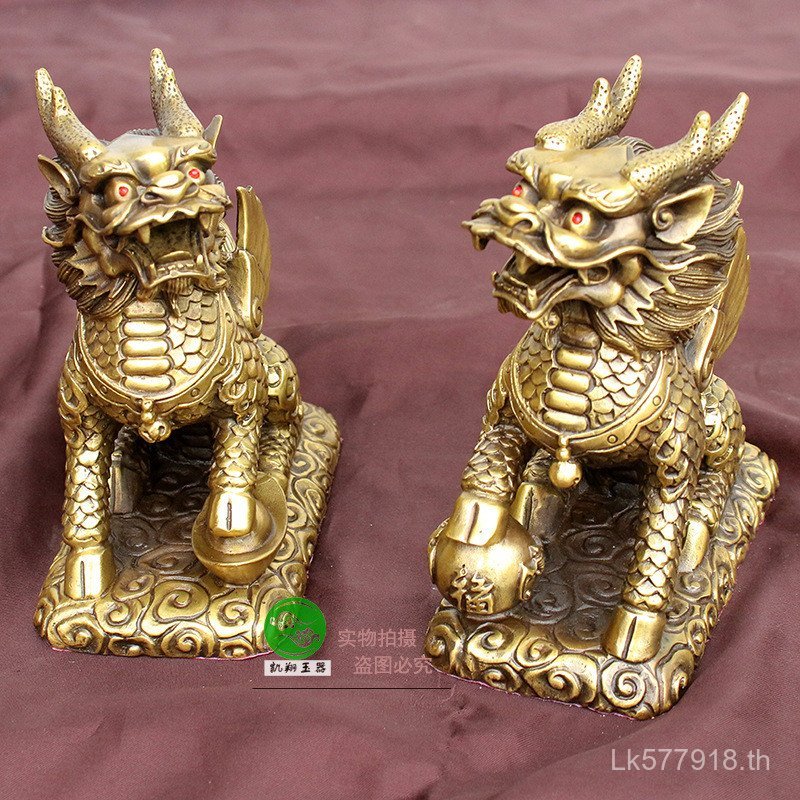 งานฝีมือโลหะฟรีเครื่องประดับโรงงานขายตรงฮวงจุ้ยตกแต่ง Kirin Kirin Wealth Home ทองแดงบริสุทธิ์ 3MRI