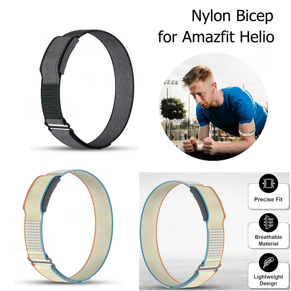 สายสํารองไนลอน Bicep ใช้ได้กับสาย Amazfit Helio – ปรับได้, สายสปอร์ตระบายอากาศสําหรับติดตามฟิตเนส, สบายสําหรับสวมใส่ตลอดวัน