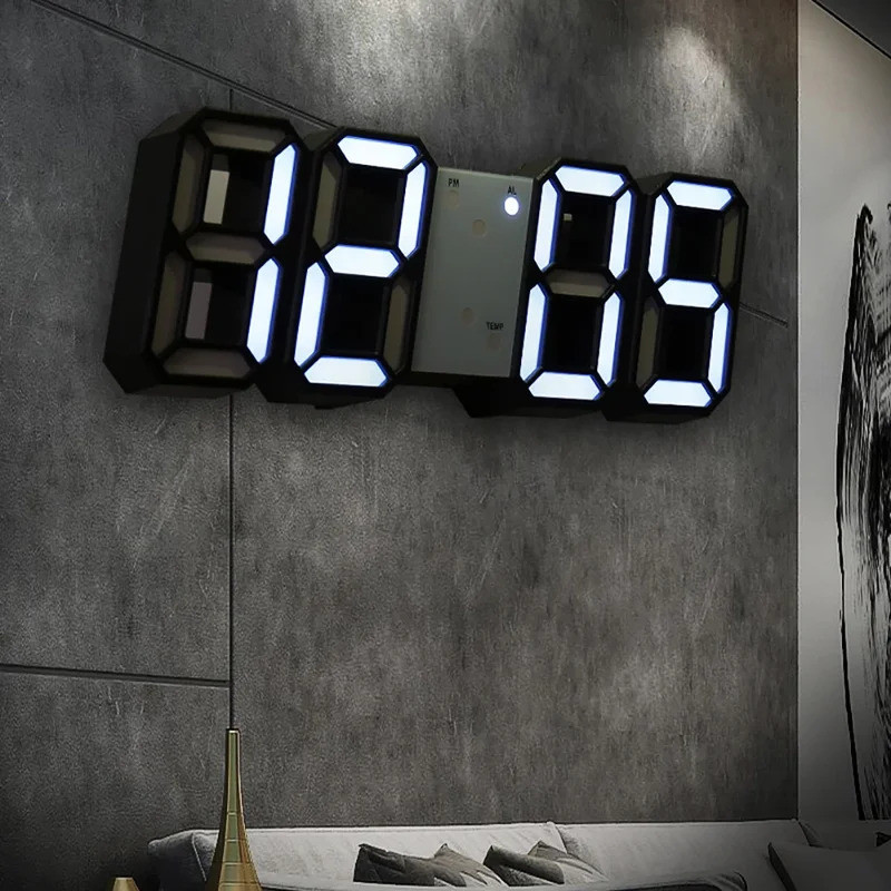 Table 3D LED Digital Alarm Clock Wall Clock Time/Date/Temperature for Home Kitchen Offices Clock Dec