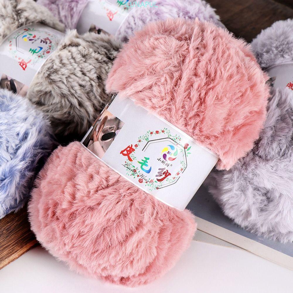 LUNAPUL Faux Mink Fur Yarn, Soft Fluffy เลียนแบบ Mink Yarn, DIY Skin Friendly 100g Plush Yarn เย็บเส