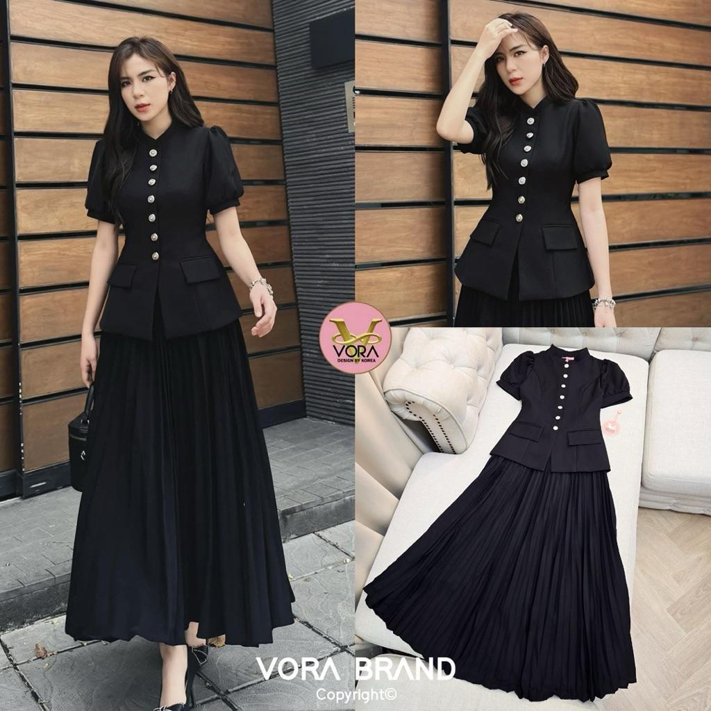 Shop_DD ชุดทำงานสีดำ ชุดดำกระโปรง Vora158