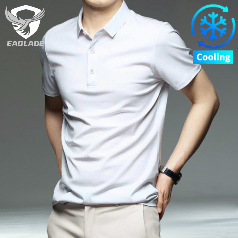 EAGLADE เสื้อยืดโปโลผู้ชาย คอปก ระบายอากาศ สีขาว K11