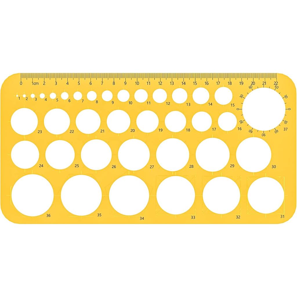 RZDEAL Circle Round Stencil Template Artist Design Drawing Aid Tool (Diameter จาก 1 mm ถึง 37 mm)