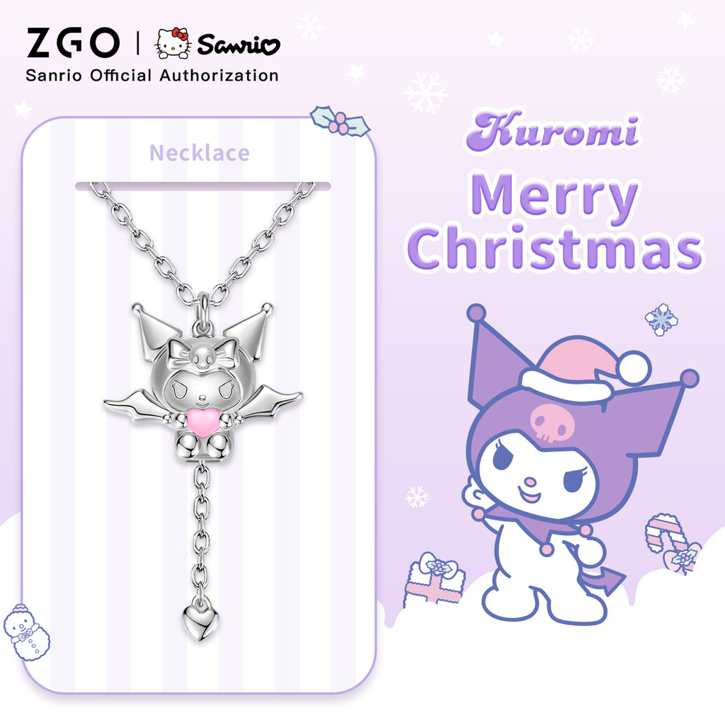 ZGO Kuromi S925 Sterling Silver Necklace ดีไซน์เฉพาะสำหรับผู้หญิง พร้อมให้เป็นของขวัญในเทศกาลคริสต์มาส