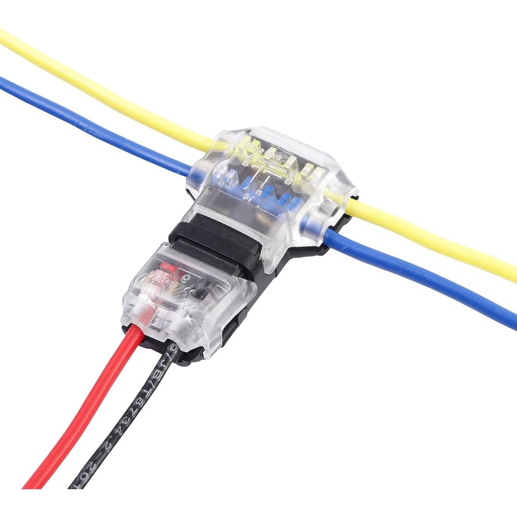 Brightfour Low Voltage Wire Connectors 3 Way 2 Pins, T Tap 16-18 AWG, No Wire Stripping 12 Pack