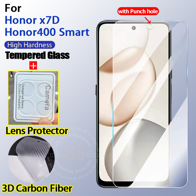 ฟิล์ม Honor X7D กระจกนิรภัย Honor 400 Smart ฟิล์มกันรอยกระจกเต็มรูปแบบกระจกกล้องป้องกันเลนส์เคลือบความเป็นส่วนตัวกระจก 3D คาร์บอนไฟเบอร์ฟิล์มด้านหลัง