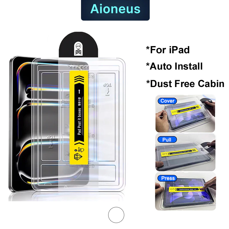 ฟิล์มกระจก for iPad A16 Gen10 10.9" Air M4 M3 Air5/Air4 iPad Pro11 ติดตั้งง่าย กรอบช่วยติด ฟิล์มกระจก กำจัดฝุ่นโดยอัตโนม