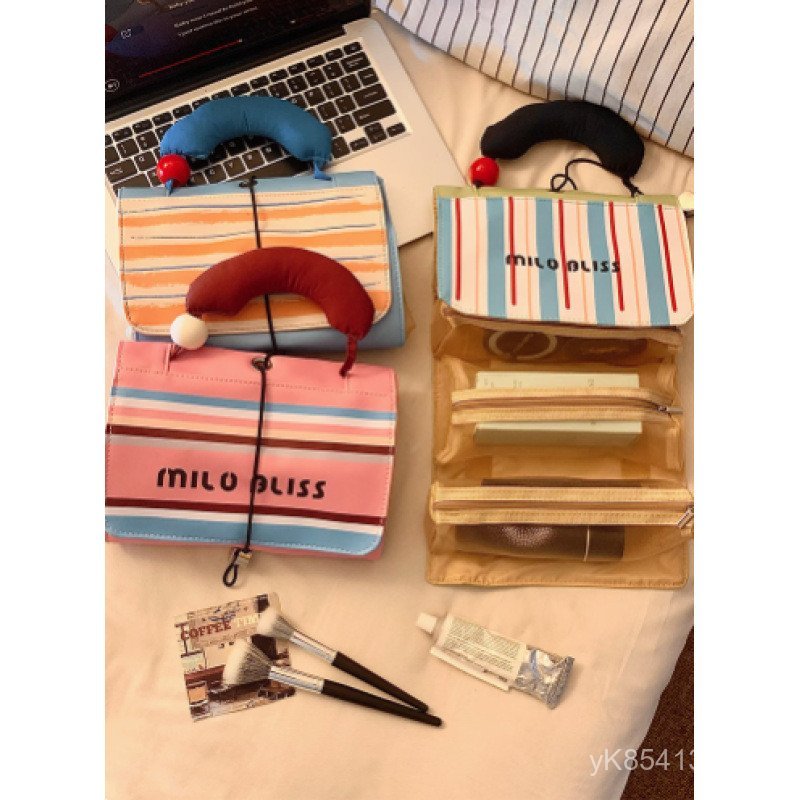 กระเป๋าเครื่องสําอางถุงแป้งเครื่องมือผู้หญิงแปรงแต่งหน้าแบบพกพาที่ถอดออกได้ถุงเก็บพับเดินทาง 2RZA