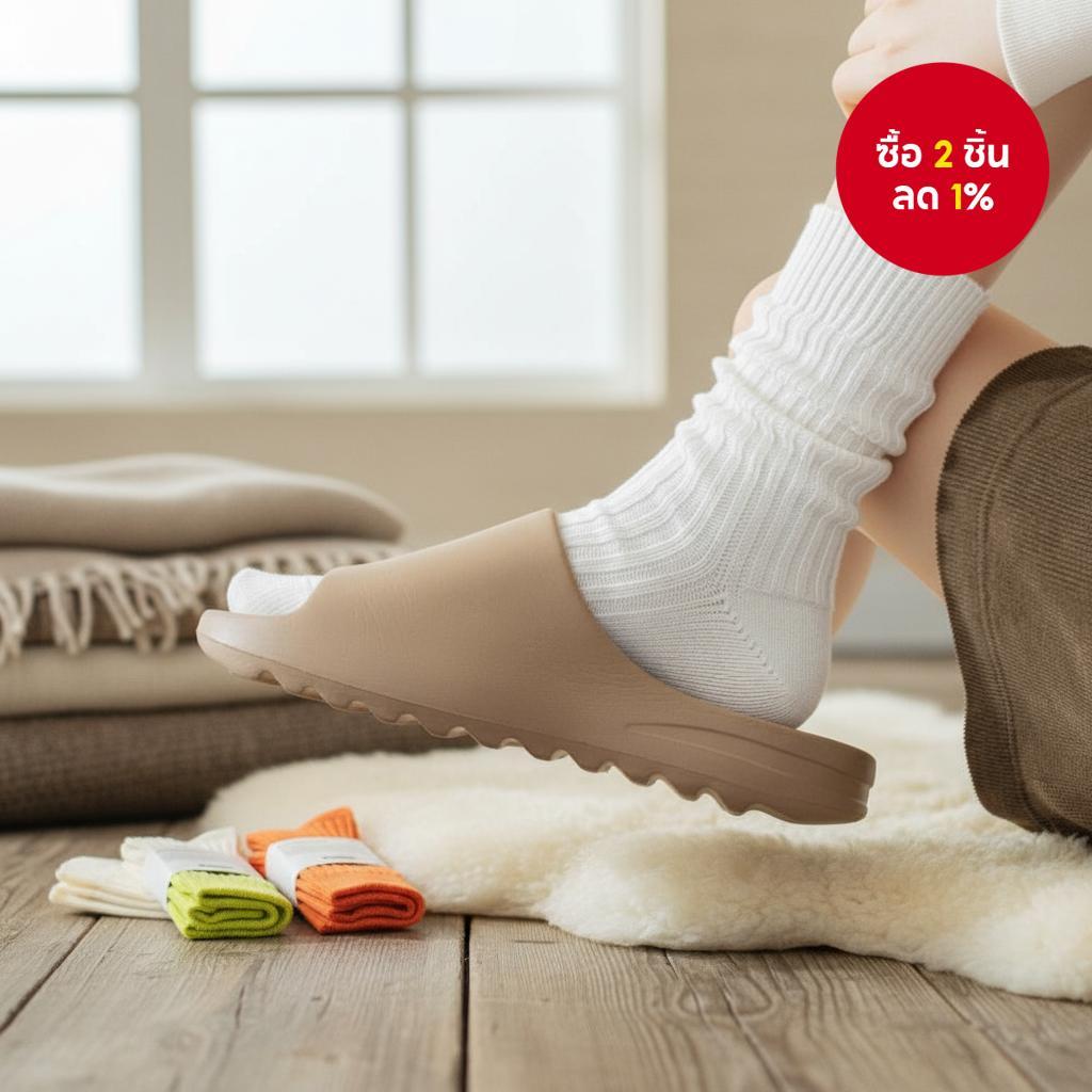 ถุงเท้าผ้าฝ้าย Tawii Unisex ระบายอากาศได้ดี สีพื้น ใส่ได้ทุกฤดูกาล