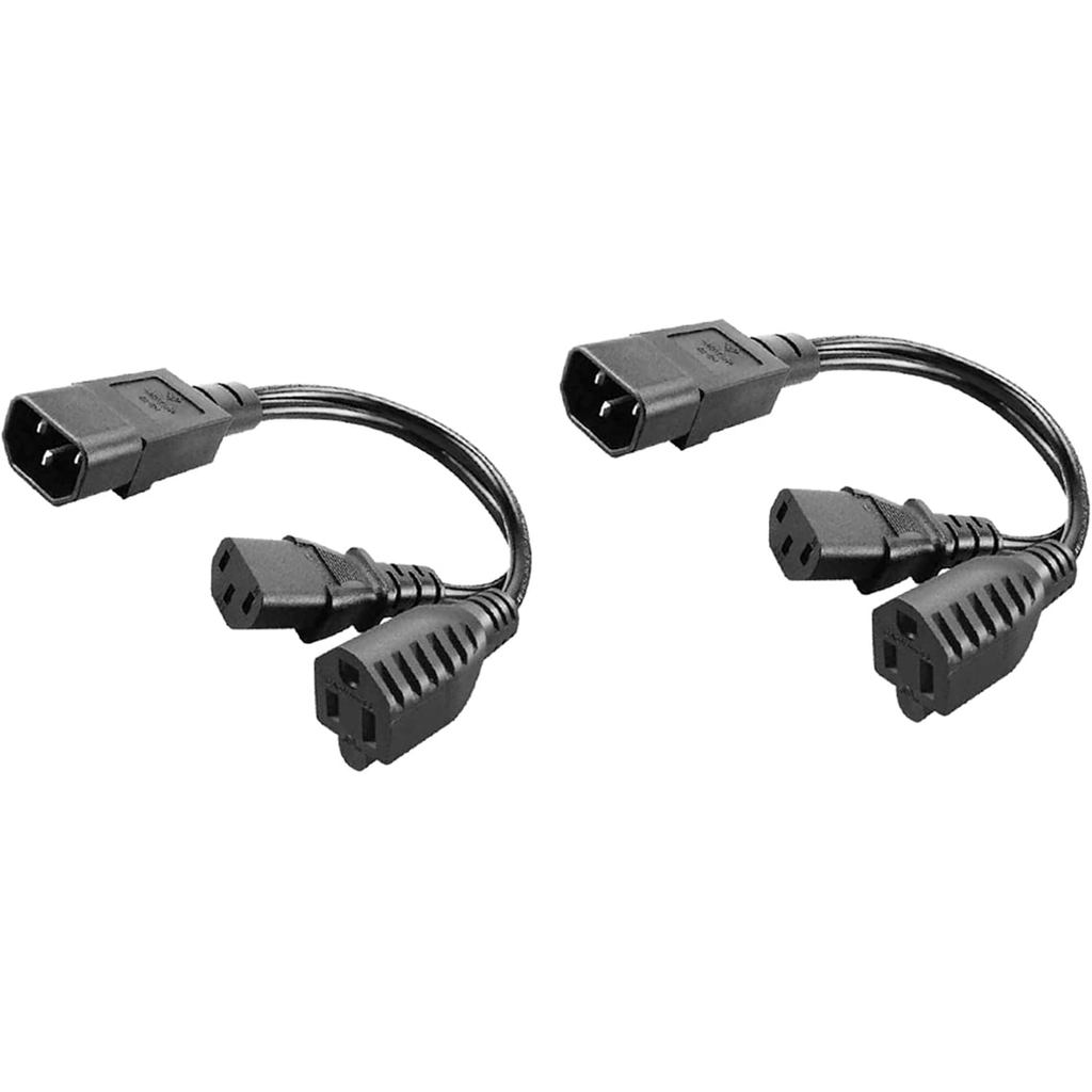 2 แพ็ค C14 ถึง C13 + NEMA 5-15R Y Splitter ปลั๊กสายไฟ,เดี่ยว C14 ชาย C13 + Nema 5-15R หญิง Splitter 