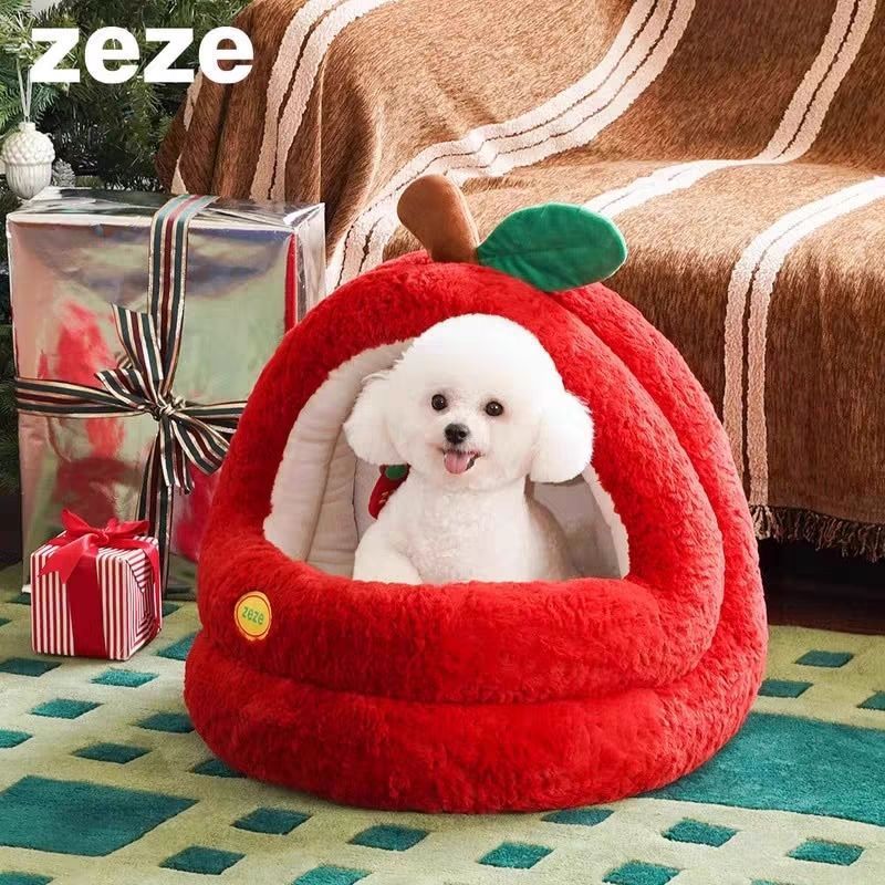 Zeze peace apple cat nest Christmas winter warm open cat nest Mongolian yurt winter dog