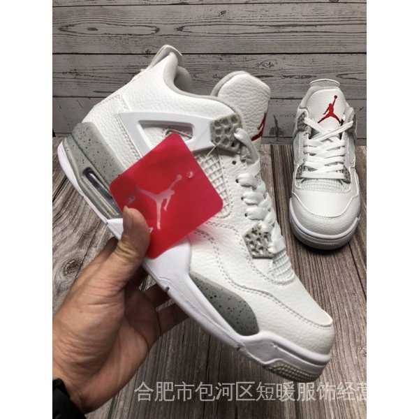 Air Jordan 4 Retro "White/Orio" ผู้ชายผู้หญิง 100% คุณภาพสูง KNHI