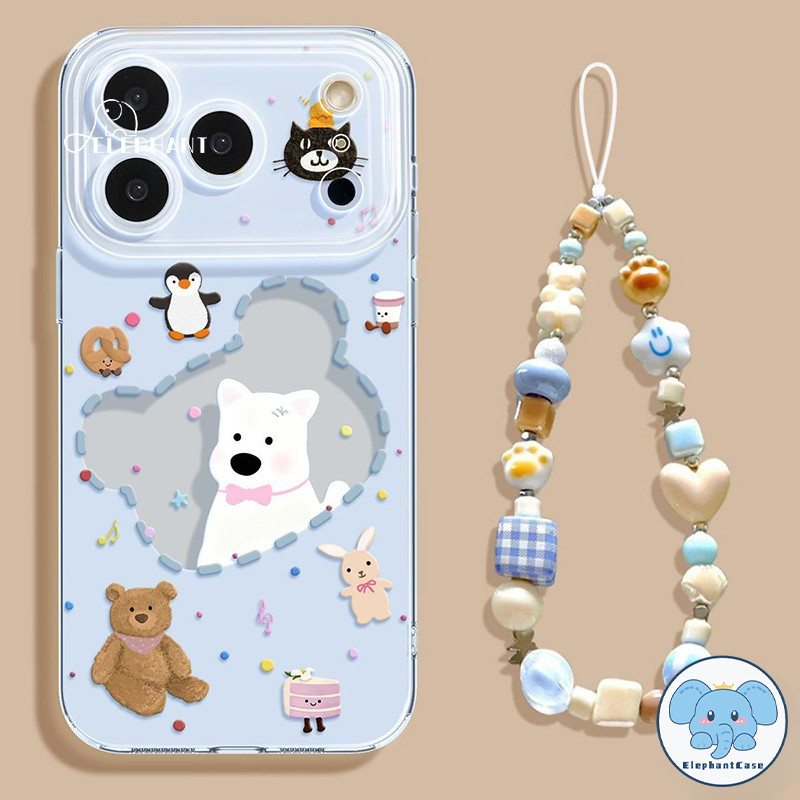 สำหรับIPhone 17 air 12 15 13 11 16 14 Pro Max X XR XS Max 15 16 7 8 Plus SE เคส TPU นุ่มลายหมีจุดน่ารักและสุนัขเพนกวิน