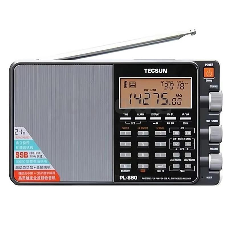 Techsun PL-880 วิทยุแบบพกพาประสิทธิภาพสูง Full-band Digital Tuned สเตอริโอวิทยุพัดลมคลื่นสั้น Media 