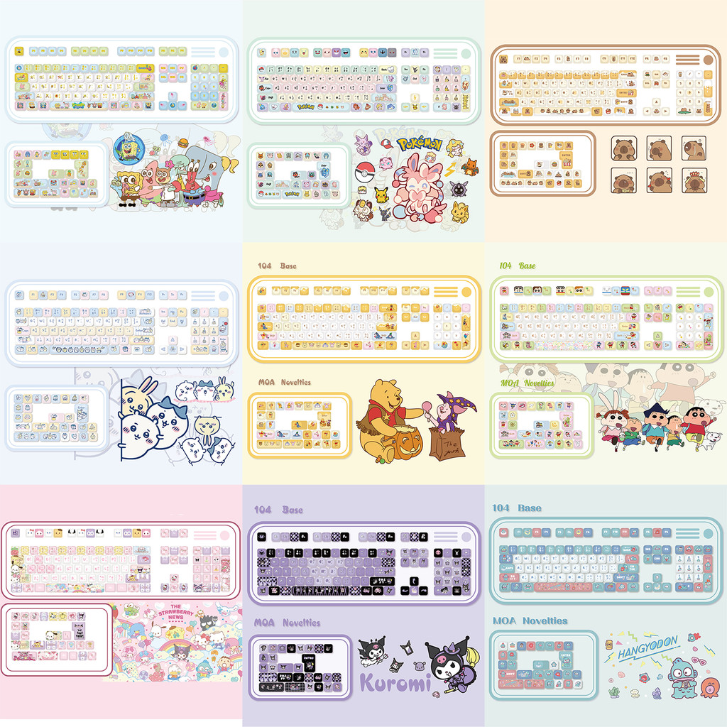 น่ารักไทย Keycaps 130 คีย์ MOA โปรไฟล์ PBT Dye Sub น่ารักรอบอะนิเมะ Keycaps Kirby ChikawaLotso Pooh 