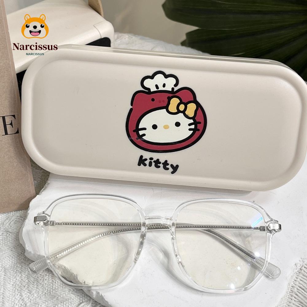 กล่องเก็บแว่นตา NARCISSUS ลายแมวการ์ตูน ป้องกันน้ำและแสงUV สไตล์Hello Kitty ของขวัญวันเกิด