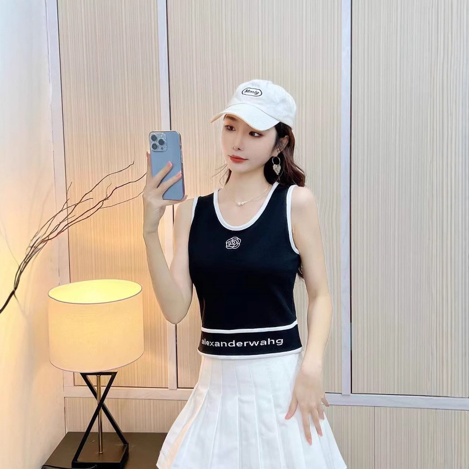 เสื้อกล้ามคอกลมปักลายบล็อกสีสไตล์ มีให้เลือกทั้งหมด 5 สี ผ้าใส่เย็นสบายไม่ร้อน ขนาดฟรีไซส์ - รูปที่ 2