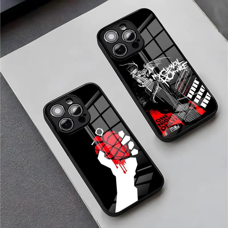 BL-1 My Chemical Romanceเคสโทรศัพท์สําหรับiPhone 17,Plus 12 Mini 13 X XR XS 8 7 Plus SEกระจกนิรภัยปก