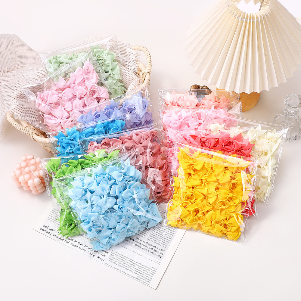 ริบบิ้น Grosgrain ยืดหยุ่น 10 ชิ้น สไตล์โบว์น่ารัก สำหรับตกแต่งผมของเด็กหญิง