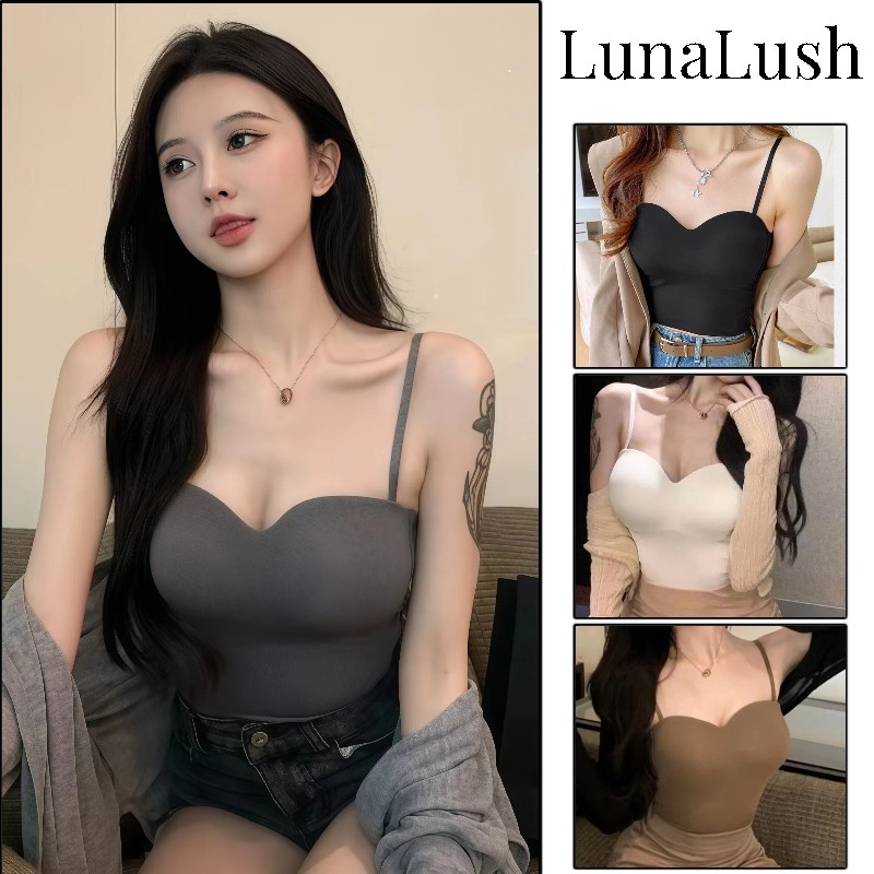 LunaLush✨เสื้อคุณภาพดี สายเดี่ยว มีฟองน้ำ ดีเทลสีพื้นใส่เที่ยวได้ เข้ารูป “FY558” ราคา ถูกที่สุด ดีลบีเคเค