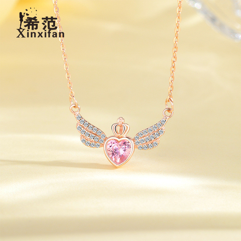 สร้อยคอมีดีไซน์ปีกนางฟ้าและมงกุฎ สเตอร์ลิงซิลเวอร์ s925 เหมาะสำหรับงานทานาบาตะและเป็นเครื่องประดับคอ