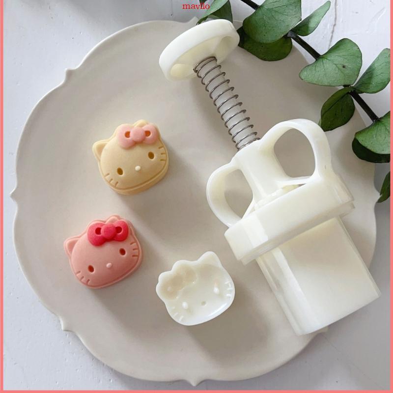 MAVLO 20g วัสดุพลาสติก Mooncake แม่พิมพ์แมวรูปแสตมป์ Moon เค้ก Moulds สําหรับ DIY