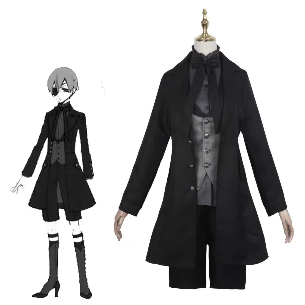 ชุดคอสเพลย์บัตเลอร์สีดำ Ciel Phantomhive สำหรับฮาโลวีน คริสต์มาส และการแสดงบนเวที VLLU